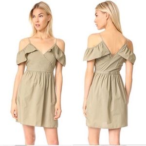 MADEWELL Khaki Green Cold Shoulder Mini Dress Wrap